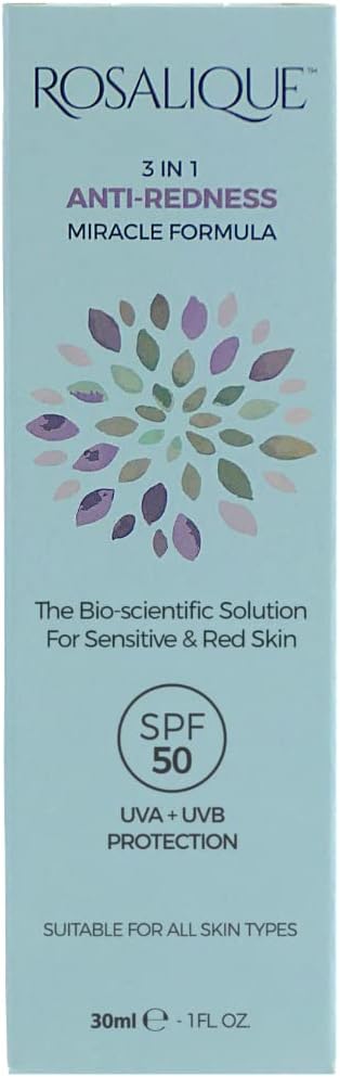 Rosalique 3 In 1 Anti-Redness Miracle Formula Colour Corrector Spf50 For Hypersensitive And Redness Prone Skin, Suitable For All Skin Types 2 X 30 Ml