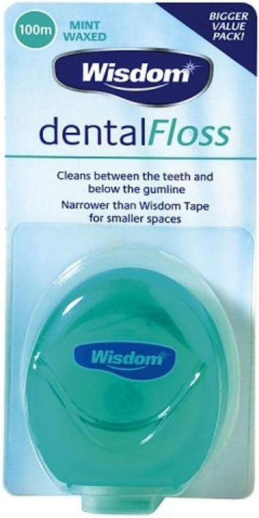 Wisdom Dental Floss Mint Waxed, 100M