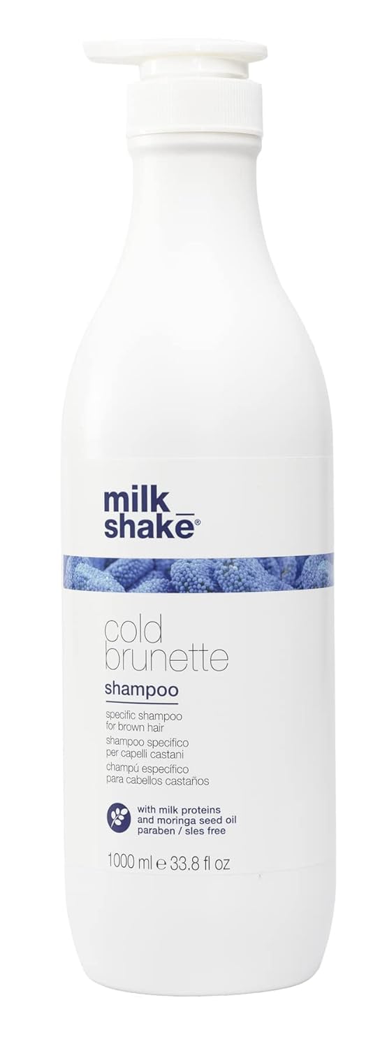 milk_shake Cold Brunette Blue Shampoo for Brunettes with Special Blue Pigments for Light Brown or Dark Blonde Hair SLES and Paraben Free - 33.8 Fl Oz (1000 ml) : Beauty & Personal Care