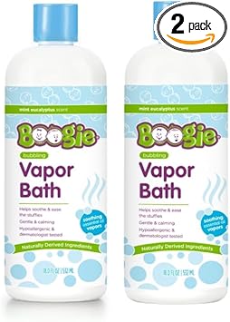 Kids Botanical Bubble Bath By Boogie, Soothing Vapor Bubble Bath, Made With Plant And Oat Extracts, Natual Essential Oils, Mint Eucalyptus, 18 Oz, Pack Of 2