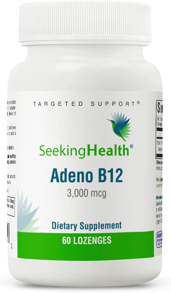Seeking Health Adeno B12, 3000 Mcg Adenosylcobalamin, Methyl-Free Vitamin B12 To Support Energy And Mood, Methylation Support, Naturally Sweetened, Vegan And Vegetarian (60 Lozenges)