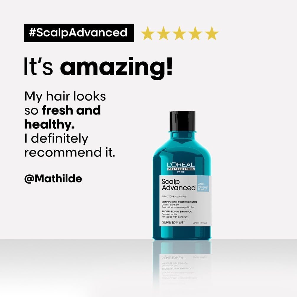 L'Oréal Professionnel Scalp Advanced Anti-Dandruff Dermo-Clarifier Shampoo, For Dry and Oily Scalps, Serie Expert, 300ml : Amazon.co.uk: Beauty