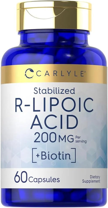 Carlyle R-Lipoic Acid 200Mg | 60 Capsules | Stabilized R-Lipoic Acid With Biotin | Non-Gmo, Gluten Free