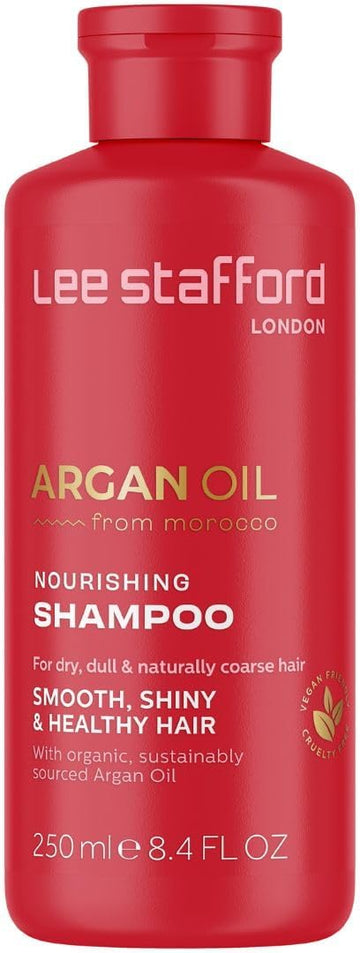 Lee Stafford Moisturizing Shampoo | Argan Oil Collection - Best For Dy, Dull Hair To Repair Split Ends For A Hydrating Silky Smooth Shine, Volumizing Salon Grade Gloss Finish, 250 Ml