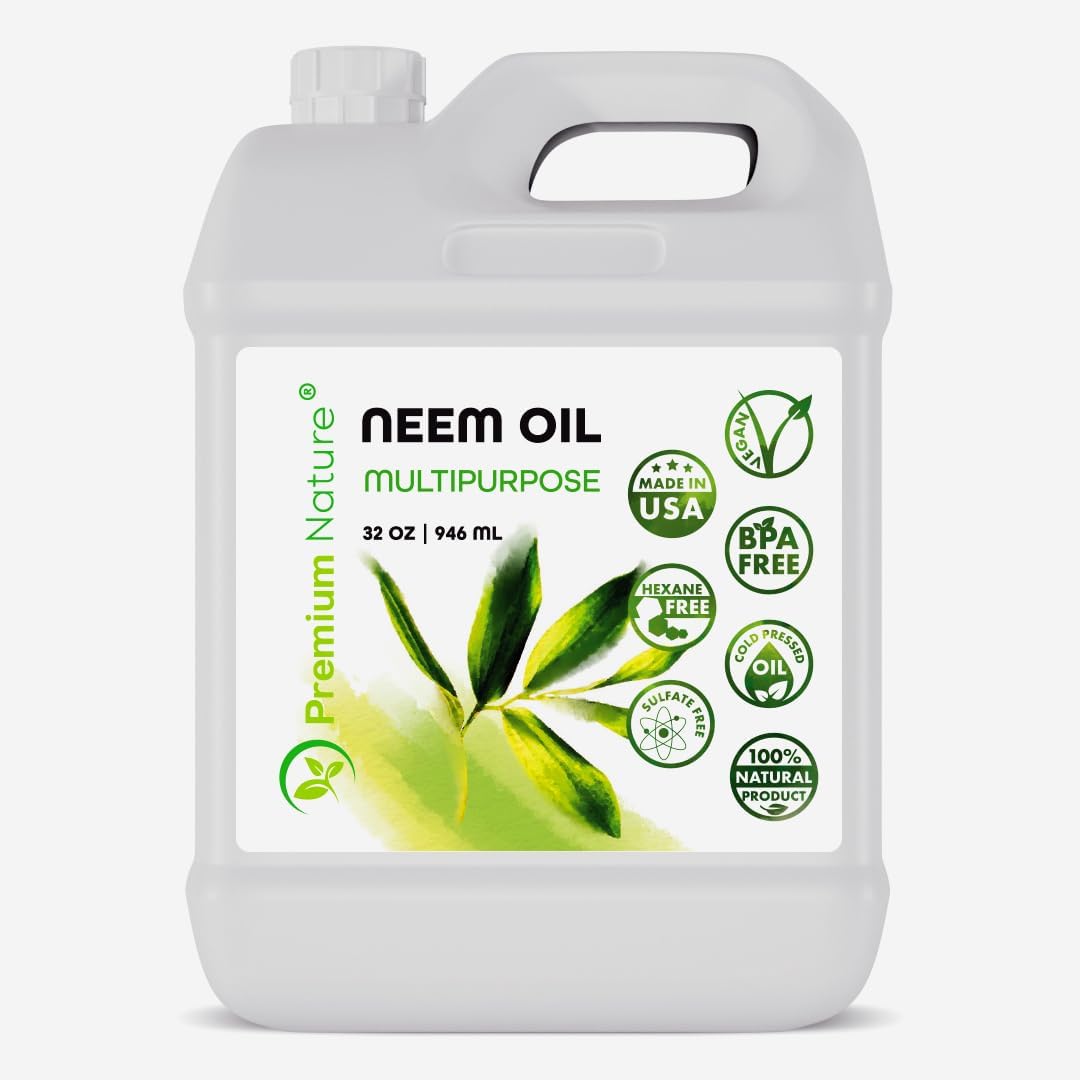 Organic Neem Oil For Skin And Hair Need Oil 100% Pure Cold Pressed For Essential Oil Mixing Neem Oils For Plants Neem Cake Massage Oil Neems Spray For Indoor Plants 32 Oz