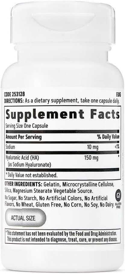 Gnc Women'S Hyaluronic Acid, Skin Hydrating Daily Supplement, Supports Moistureand Joint Health, 30 Capsules : Health & Household