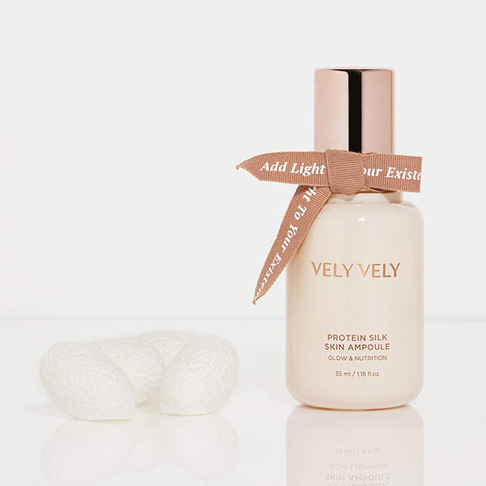 Vely Vely Protein Silk Skin Ampoule – Glowing Hydration Moisturising Hypo-Allergenic Supple Water Glow Skin Silkworm Cocoon Extract Amino Acid Complex Floral Scent (1.18 Fl.Oz. / 35Ml)