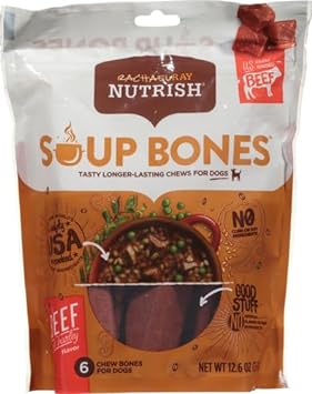 Rachael Ray Nutrish Soup Bones Dog Treats, Beef & Barley Flavor, 6 Bones