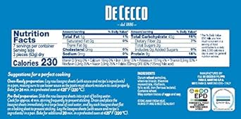De Cecco Semolina Pasta, Lasagne No.1, 1 Pound
