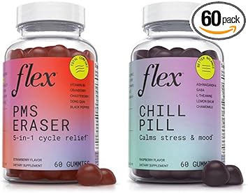 Flex Pms Eraser & Chill Pill Bundle - Helps Relaxation (2 X 60 Gummies)