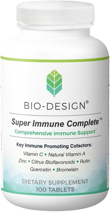 Super Immune Complete - Comprehensive Immune Support With Natural Vitamin A, Vitamin C, Zinc, Citrus Bioflavonoids, Rutin, Quercetin And Bromelain (100 Tablets)