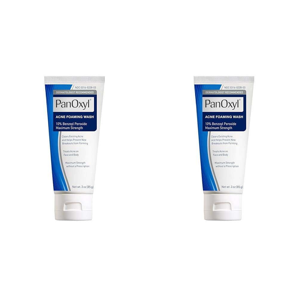 Panoxyl Acne Foaming Wash Benzoyl Peroxide 10% Maximum Strength Antimicrobial, 3 Oz, Pack Of 2