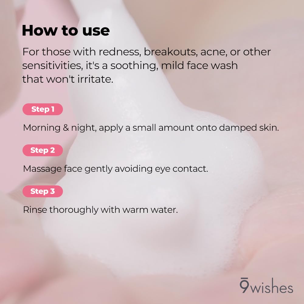 9 Wishes Calm Ph Ampule Wash 5.1 Fl.Oz, E150Ml | Hypoallergenic Bubble Facial Cleanser With 53% Centella Asiatica Extract | Maintaining Ph Balance, Dry Sensitive Skin Soothing, Calming Korean Skincare