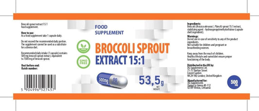 Hepatica Broccoli Sprout Extract 7,500Mg | 15:1 Extract (500Mg) | 90 Vegan Capsules | Contains Activated Sulforaphane | High Strength Antioxidant & Detox Support | 3Rd Party Lab Tested