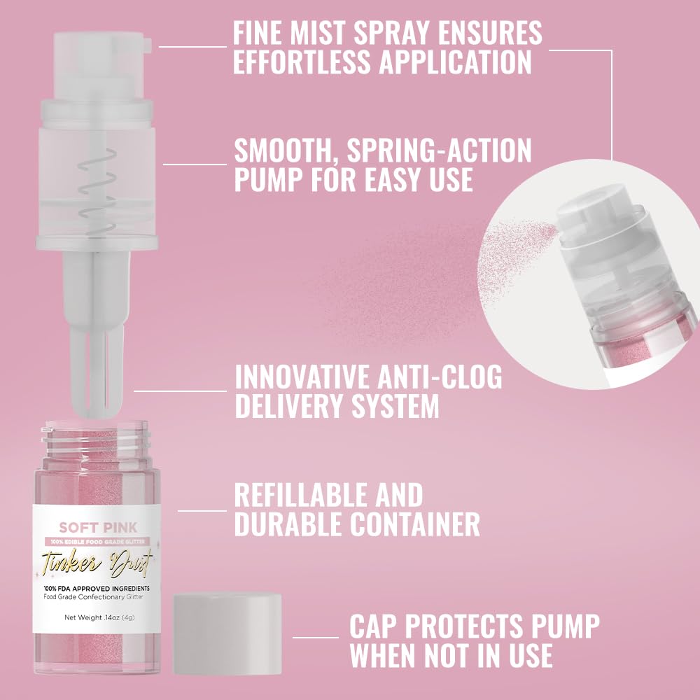Bakell - Soft Olive Tinker Dust (4G, 1X Mini Spray Pump) Edible Glitter For Food, Desserts, And Beverages! : Grocery & Gourmet Food