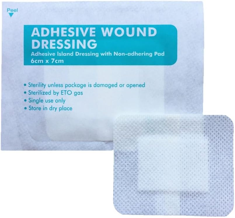 Funnaura 20 Pcs Self Adhesive Dressings For Wounds, Water-Resistant Sterile Non-Woven Large Plasters For Surgical Dressing (6Cm X 7Cm)