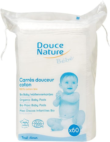 Maxi Carrés Douceur Coton Bio Pour Bébé X 60