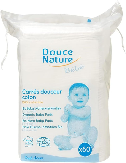 Maxi Carrés Douceur Coton Bio Pour Bébé X 60