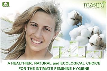 18 Masmi Regular Tampons Organic Cotton Non Applicator, Plastic Free, Hypoallergenic, Biodegradable, Perfume, Viscose, Rayon, Chlorine and Dioxin Free (Single Pack)