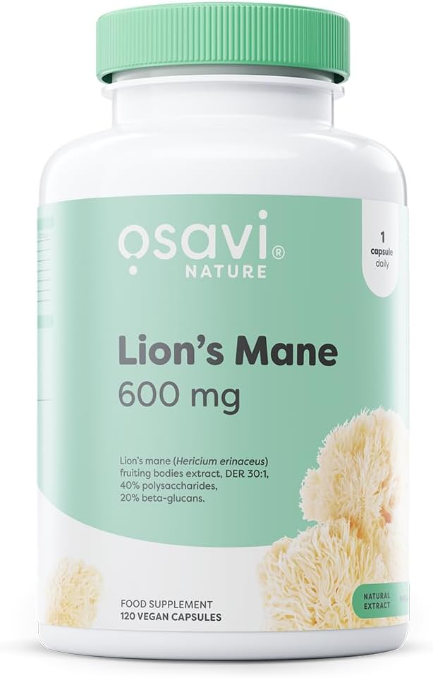 Osavi Lion’s Mane 600 mg – 60 Vegan Capsules | Hard Capsules with Hericium Erinaceus Extract | Standardized for Polysaccharides and Beta–Glucans : Amazon.co.uk: Health & Personal Care