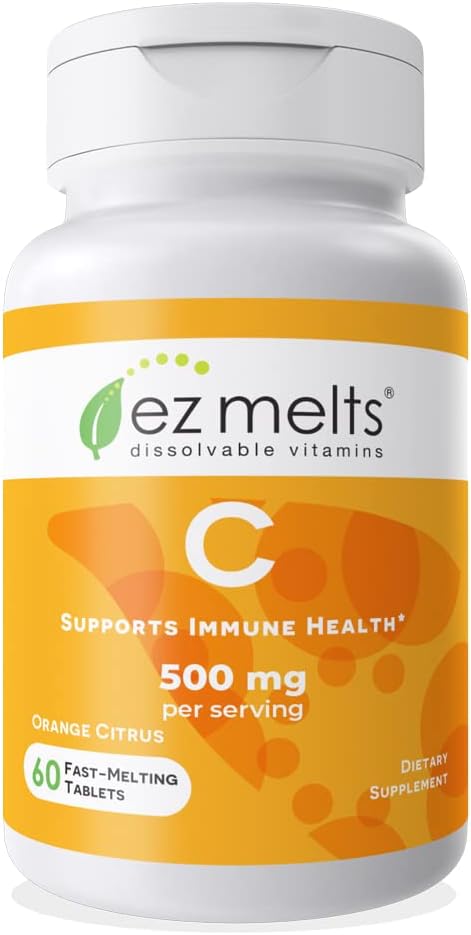 EZ Melts Dissolvable Vitamin C 500 mg, Sugar-Free, 1-Month Supply