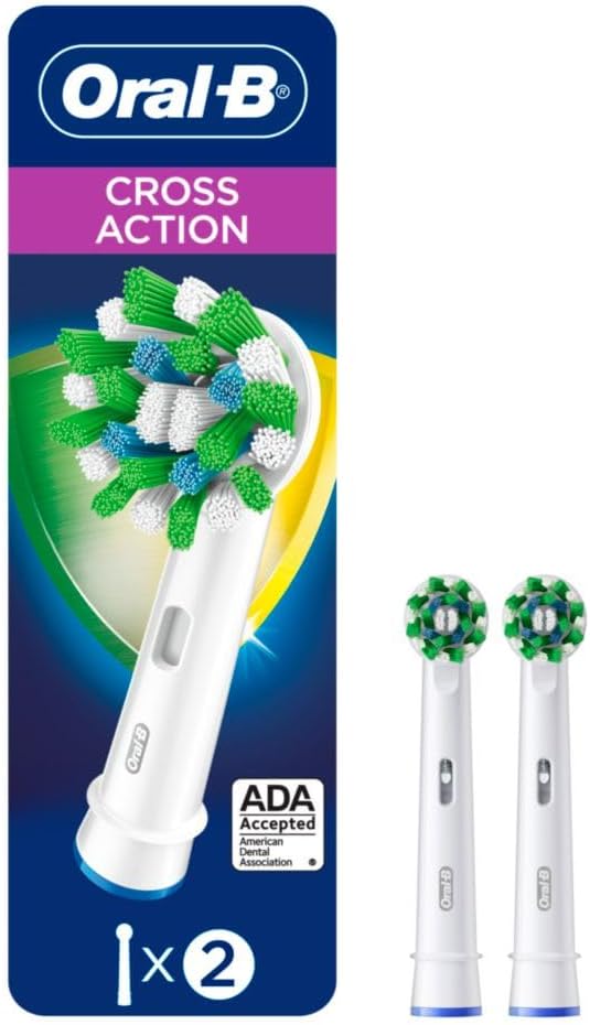 Oral-B Crossaction Electric Toothbrush Replacement Brush Heads Refill, 2Ct (Packaging May Vary)