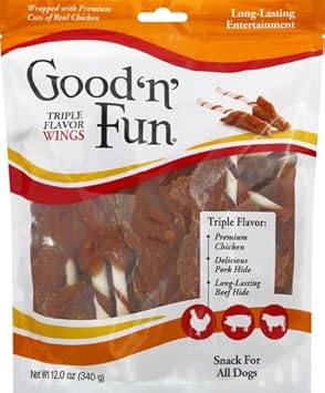 Good'N'Fun P-94130 Triple Flavor Wings Dog Chews, One Size