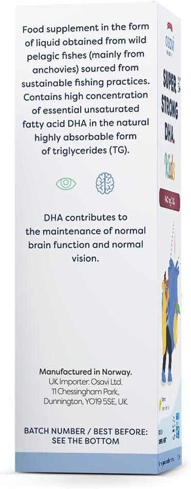 Osavi Super Strong Dha Kids, 640 Mg Dha – 50 Ml Oil | Lemon Flavor | Dha From Sustainable Wild Fish | Supports Brain & Vision Health | Highly Absorbable Triglyceride Form