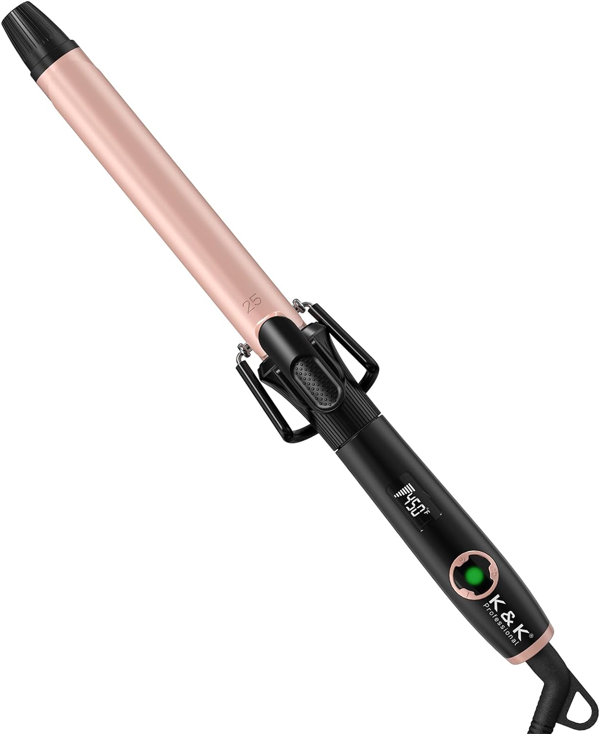 1 Inch Curling Iron With Clipped Tourmaline Ceramic Barrel Professional 1 Inch Hair Curler Up To 450°F Dual Voltage For Traveling 60 Mins Auto Off Suit For Different (Rose Gold, 1 Inch)