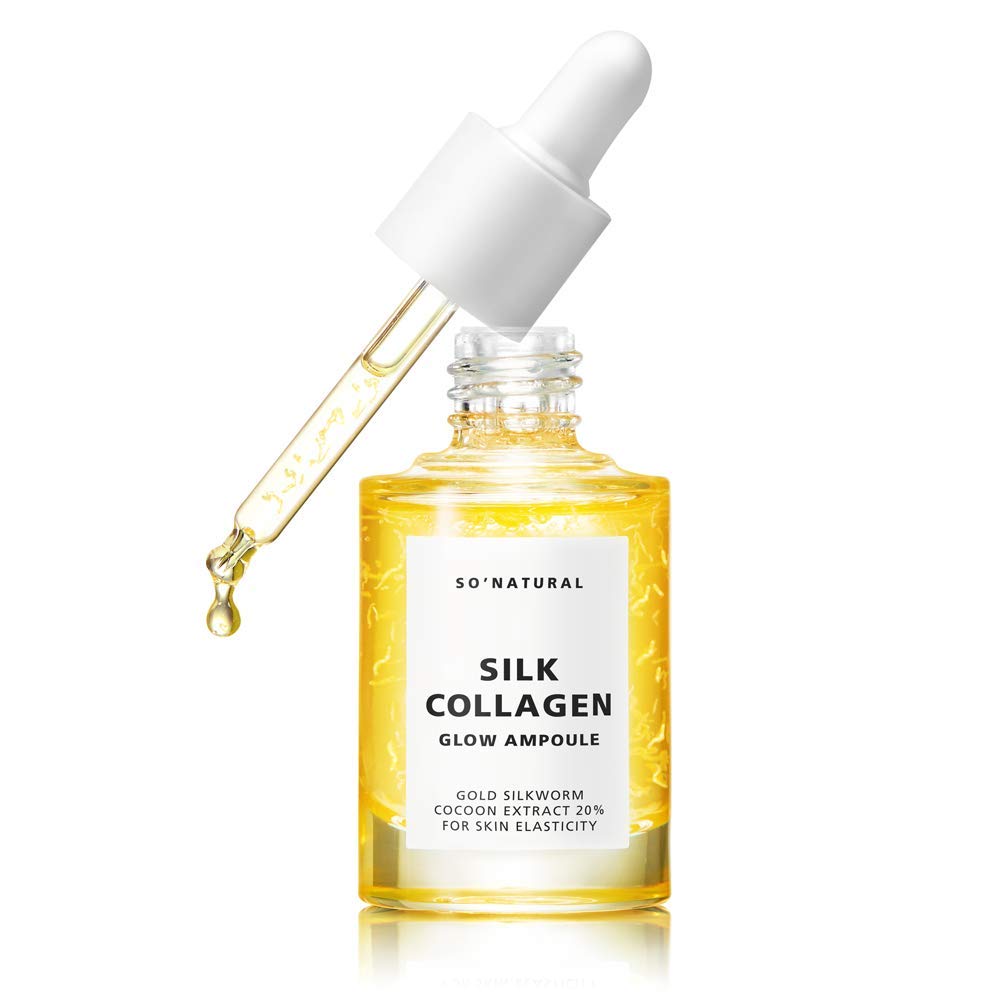 So Natural Silk Collagen Glow Ampoule - Anti-Aging Serum, Intense Hydration + Moisture