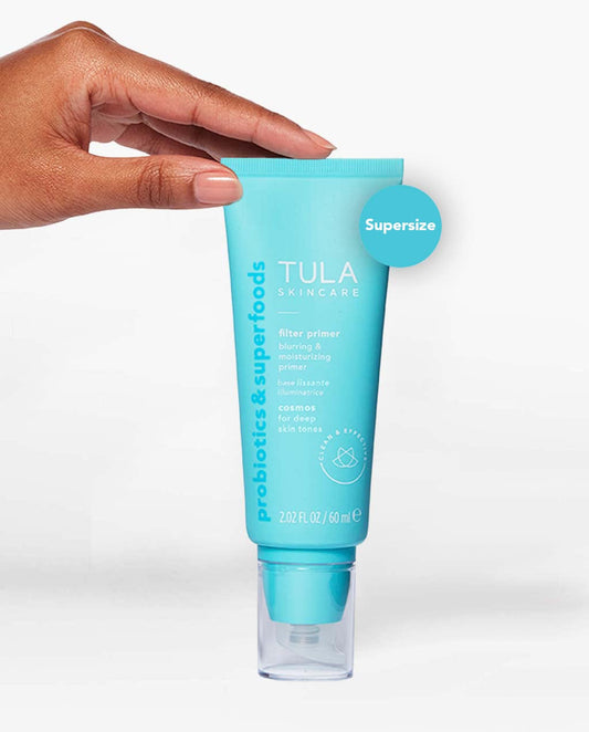 Tula Skin Care Face Filter Blurring And Moisturizing Primer - Supersize Cosmos, Evens The Appearance Of Skin Tone & Redness, Hydrates & Improves Makeup Wear, 2.02Fl Oz