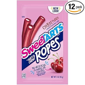 Sweetarts Ropes, Cherry Punch Candy, 3 Ounce Pouch (Pack Of 12)