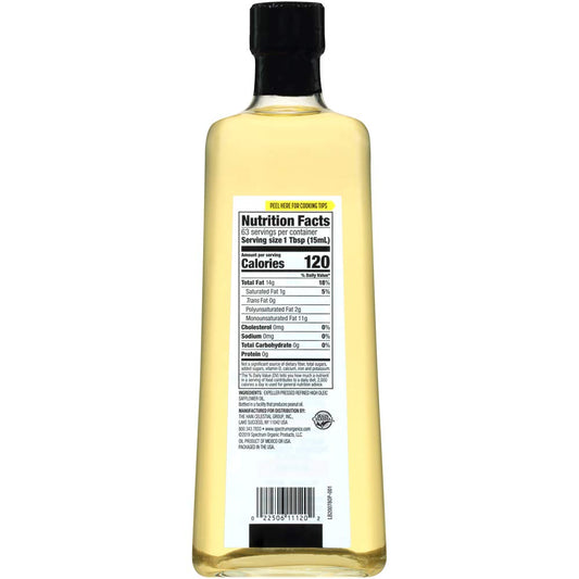 Spectrum Culinary, High Oleic Safflower Oil, Refined, 32 Oz (Pack of 12)