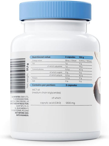 Osavi Caprylic Acid 1200Mg – 60 Softgels | Derived From Mct Oil Of Coconut Palm | Easy To Swallow For Optimal Digestive Health