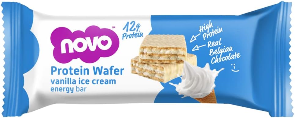 Novo Nutrition Protein Wafer Bars | High Protein Bar, 12g Protein | Protein Bar Alternative | Suitable for Vegetarians | Pack of 12 x 40g (Strawberries & Cream) : Amazon.co.uk: Health & Personal Care