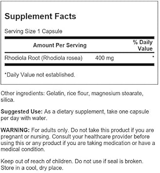 Swanson Rhodiola Rosea Root - Adaptogenic Herb Supplement Promoting Mood Balance & Stress Support - Natural Formula For Energy Support - (100 Capsules, 400Mg Each) 2 Pack