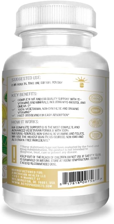 Actif Ivf Complete Support With 15+ Advanced Factors For Egg Quality And Ovulation – Non-Gmo, Fast-Acting, Made In Usa, 90 Count