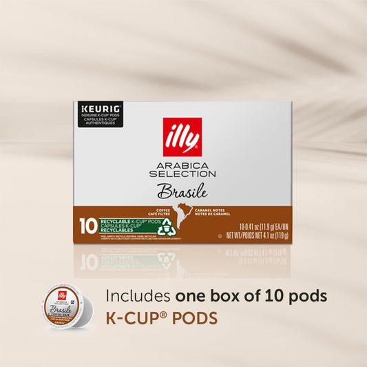 Illy Coffee K Cups - Coffee Pods For Keurig Coffee Maker – Brasile Bold Roast – Notes of Caramel – Intense & Full-Flavored Flavor Pods of Coffee - No Preservatives – 10 Count