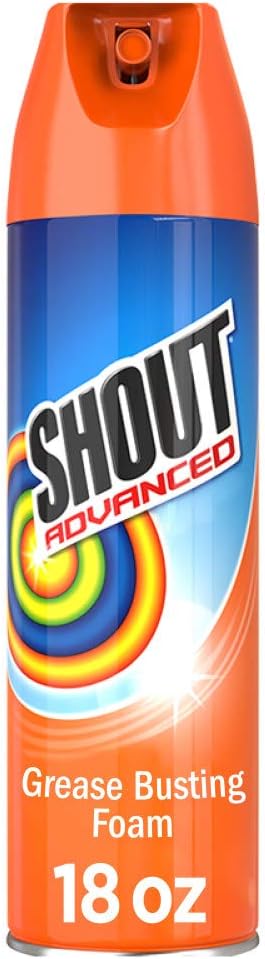 Shout Advanced Foaming Grease and Oil Stain Remover for Clothes, 18 oz, Red