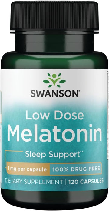 Swanson Melatonin - Herbal Supplement - Sleep and Rela ation - 120 Capsules, 1mg Each