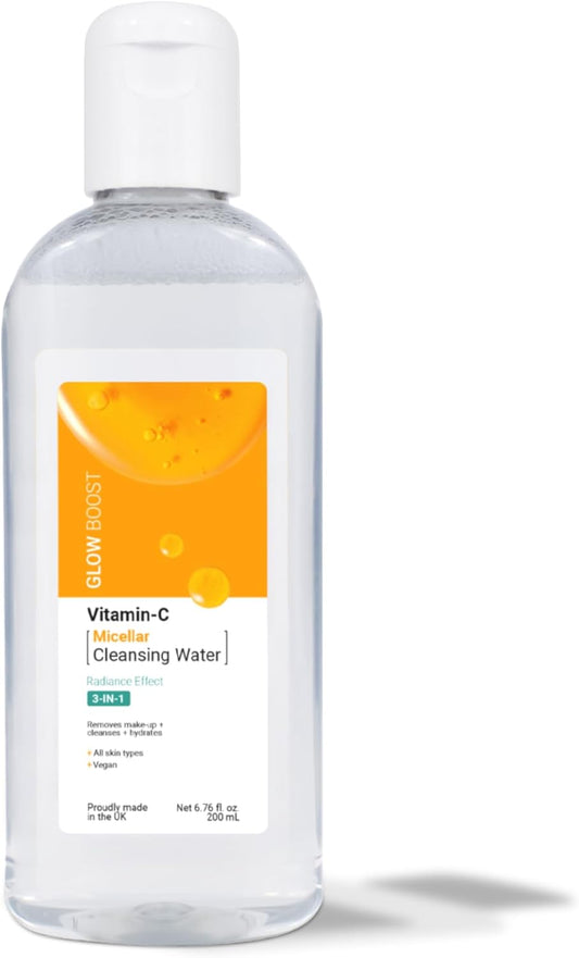 Skin Academy London | Glow Boost | 3-In-1 Micellar Cleansing Water | Cleanses + Hydrates | 200Ml