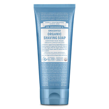 Dr. Bronner'S - Organic Shaving Soap (Unscented, 7 Ounce) - Certified Organic, Sugar And Shikakai Powder, Soothes And Moisturizes For Close Comfortable Shave, Use On Face, Underarms And Legs