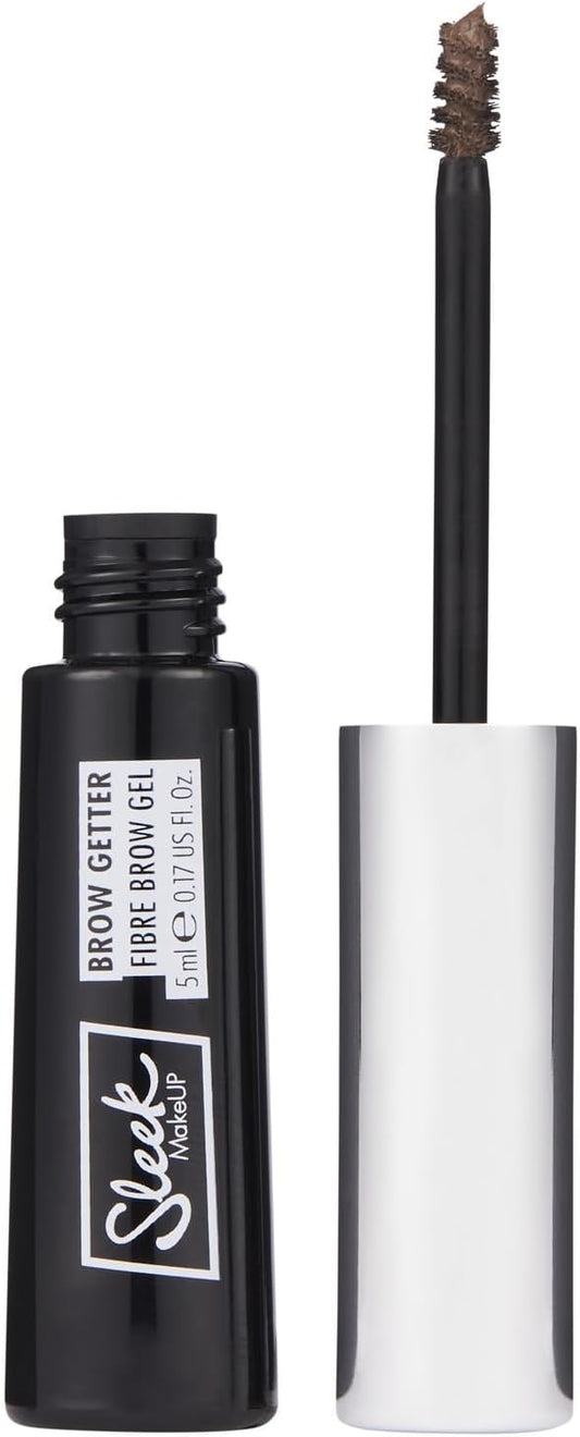 Sleek Makeup Brow Getter Fibre Brow Gel, Volumising, Long-Lasting Formula, Contains Microfibres For Fuller Looking Brows, Ash Brown, 5Ml