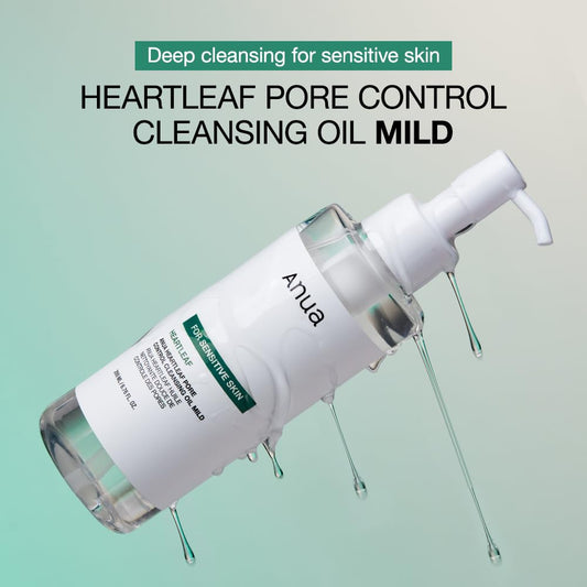 Anua Heartleaf Pore Cleansing Oil Mild, Sensitive Skin Face Wash, Oil Cleanser For Face, Makeup Blackhead Remover, Korean Skin Care, Non-Comedogenic, Fragrance Free 6.76 Fl Oz(200Ml)