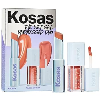 Kosas The Wet Set Undressed: Nude Sheer Lipstick + Lip Oil Set : Beauty & Personal Care
