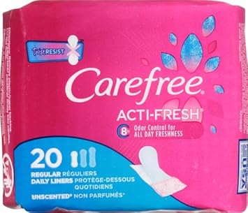 Carefree Panty Liners For Women, Regular, Wrapped, Unscented, 20Ct | Pantiliners, Carefree Liners, Daily Liners For Women, Light Periods And Leaks, 8-Hour Odor Control | 20Ct (Packaging May Vary)