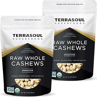 Terrasoul Superfoods Organic Raw Whole Cashews 3Lb Bundle (1-1Lb 1-2Lb Resealable Packages)