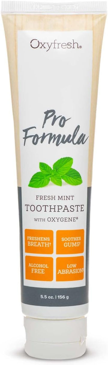 Oxyfresh Pro Formula Fresh Mint Toothpaste – Gentle Low Abrasion - Cosmetic Fluoride Free Formula - Great For Sensitive Teeth And Gums With Natural Essential Oils. 5.5 Oz