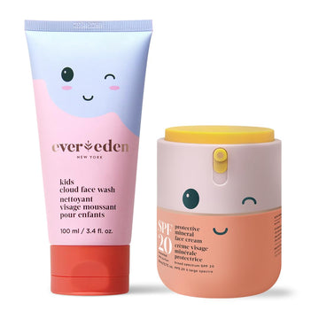 Kids Happy Morning Duo: Clean & Vegan Skin Care For Kids Bundle | Kids Skin Care Cloud Face Wash + Spf 20 Mineral Face Cream | Non-Toxic | Non-Comedogenic | Fun | Easy-To-Use Skincare For Kids