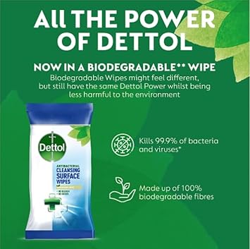 Dettol Anti-Bacterial Biodegradable Large Surface Wipes 110ea : Amazon.co.uk: Grocery